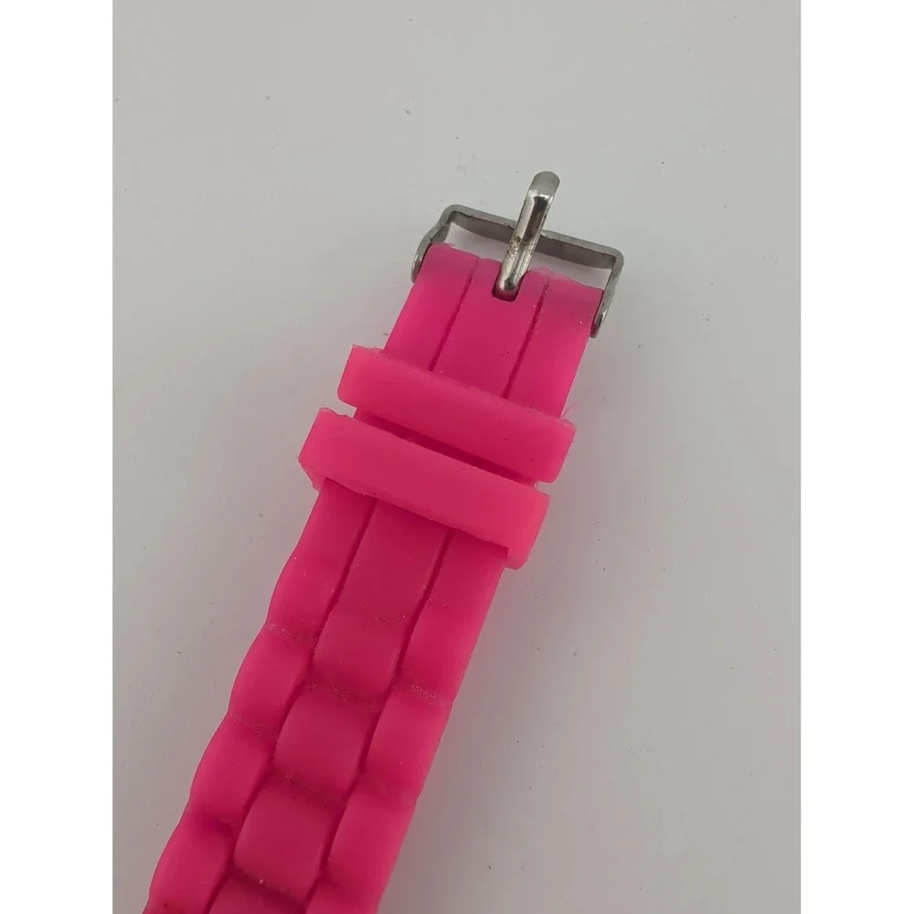 Yunkou Women's Watch 38mm Silver Case Pink Silicone Band- New Battery